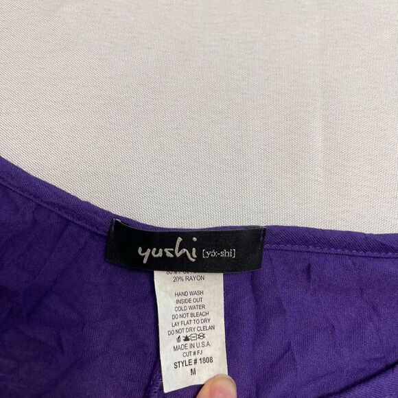 Yushi Purple Crinkle Lagenlook Tunic Top Size Medium - Picture 6 of 10